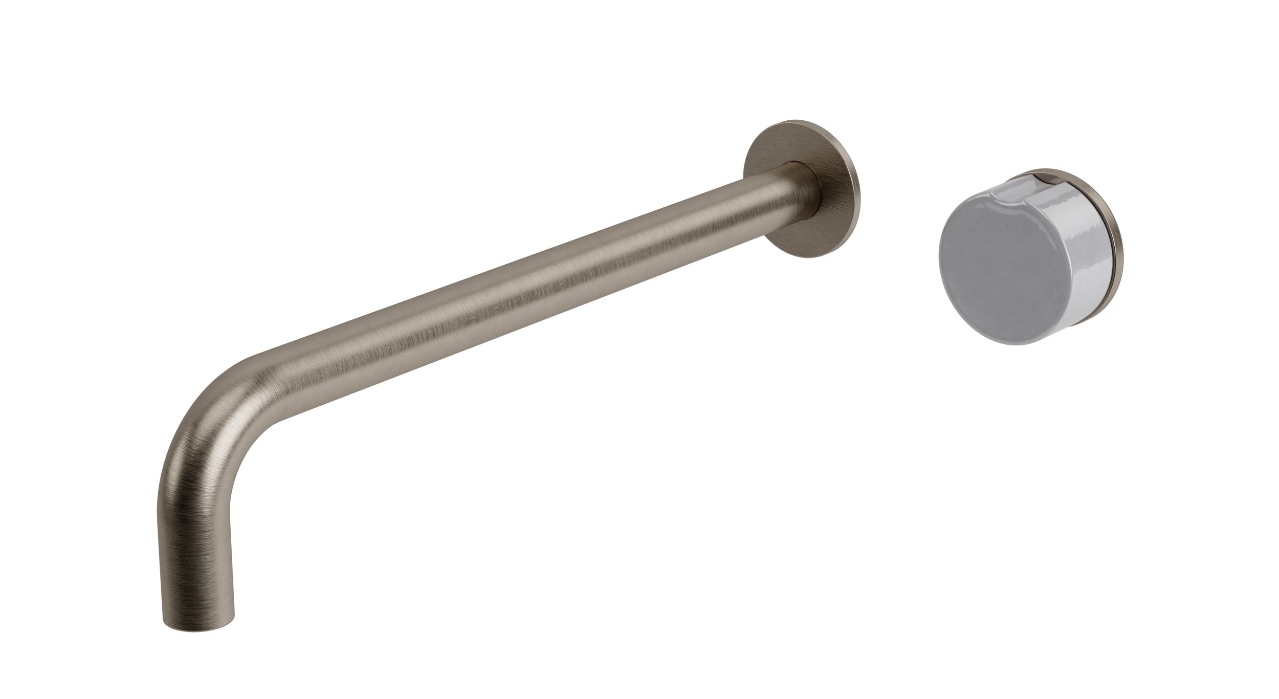 Foundry One Handle Wall Mount 12" Lavatory Faucet with Pebble Ceramic Knob Handle in Antique Nickel
