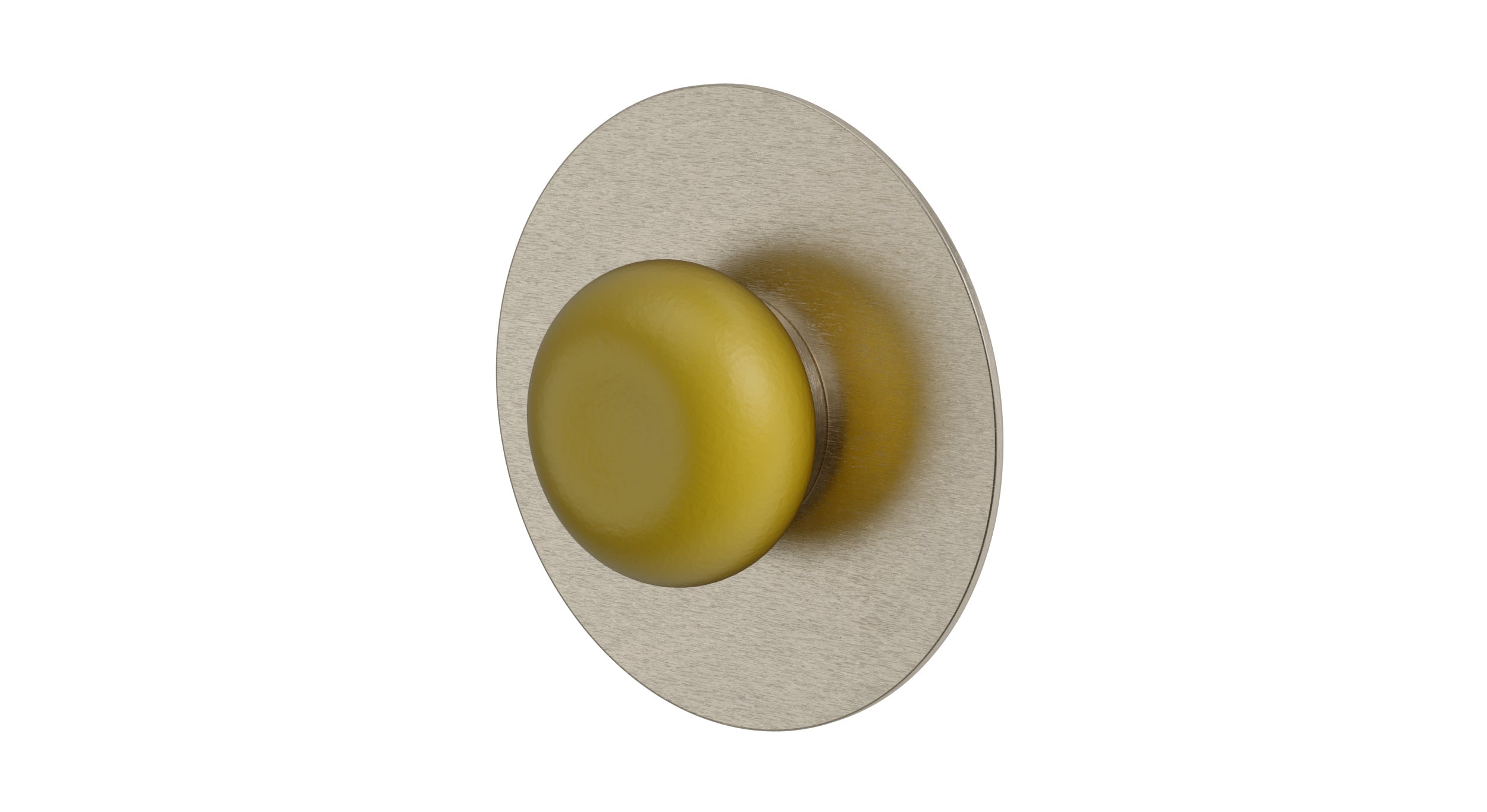 Foundry One Handle Wall Mount Shower Trim with Pebble Ceramic Knob Handle in Satin Nickel