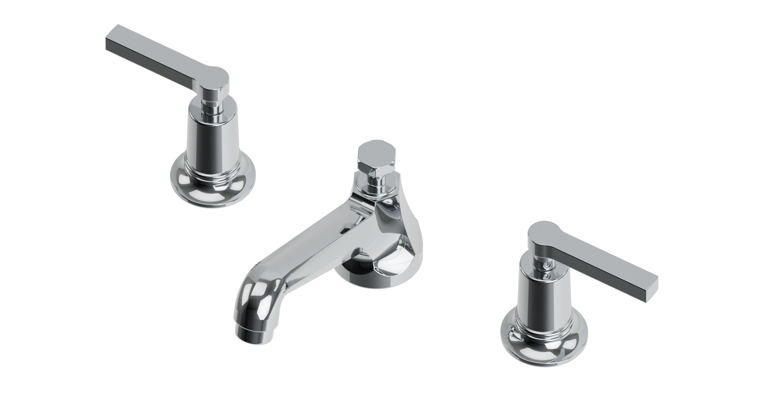 Emerson Two Handle Deck Mount Low Hexagon Lavatory Faucet with Classic Lever Handles