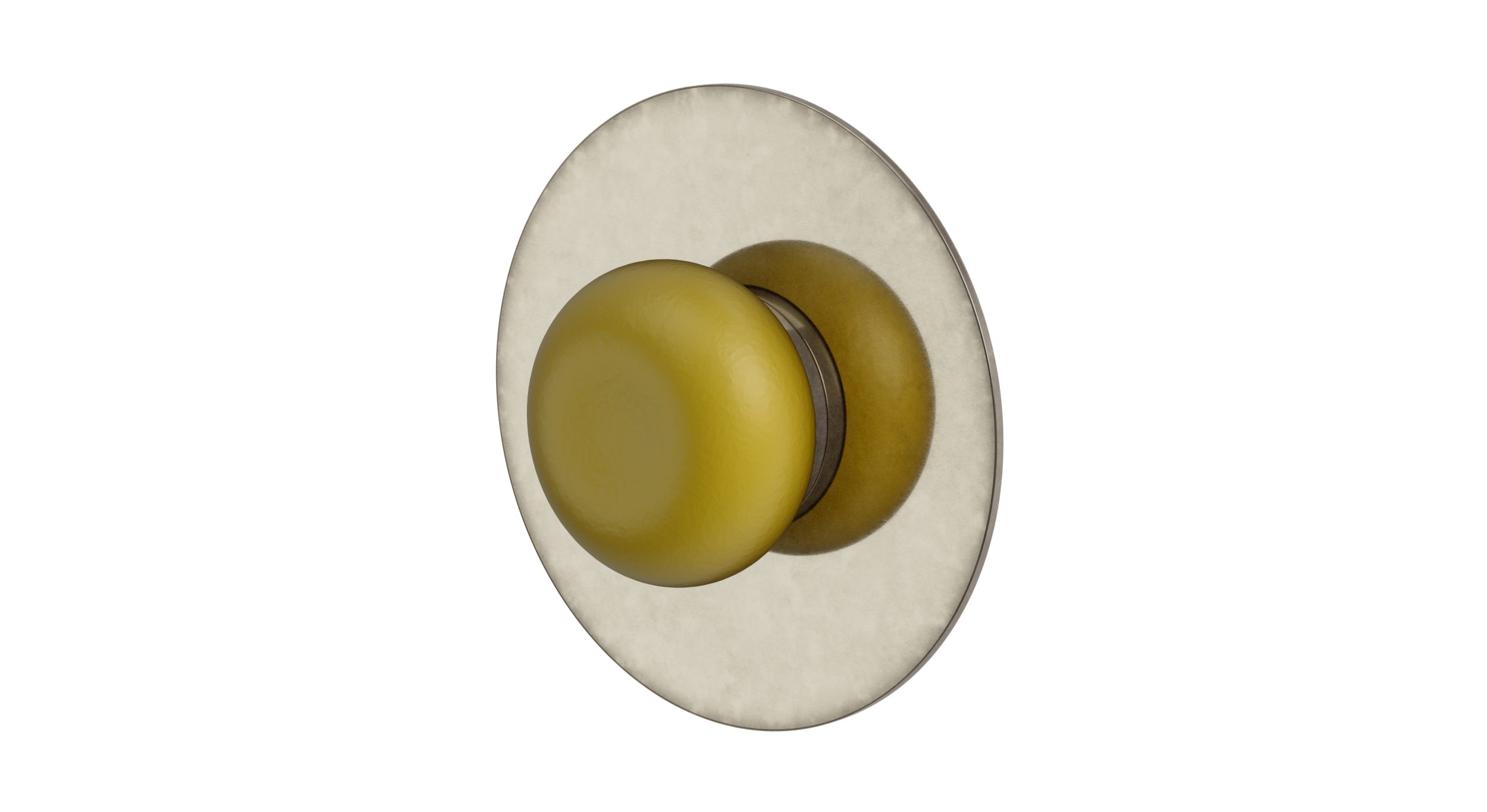 Foundry One Handle Wall Mount Shower Trim with Pebble Ceramic Knob Handle in French Nickel