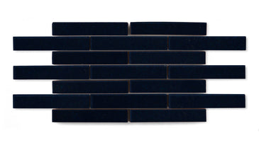 1x6 Half Offset Sheeted Original Ceramic Mosaic Tile in Navy Blue Gloss