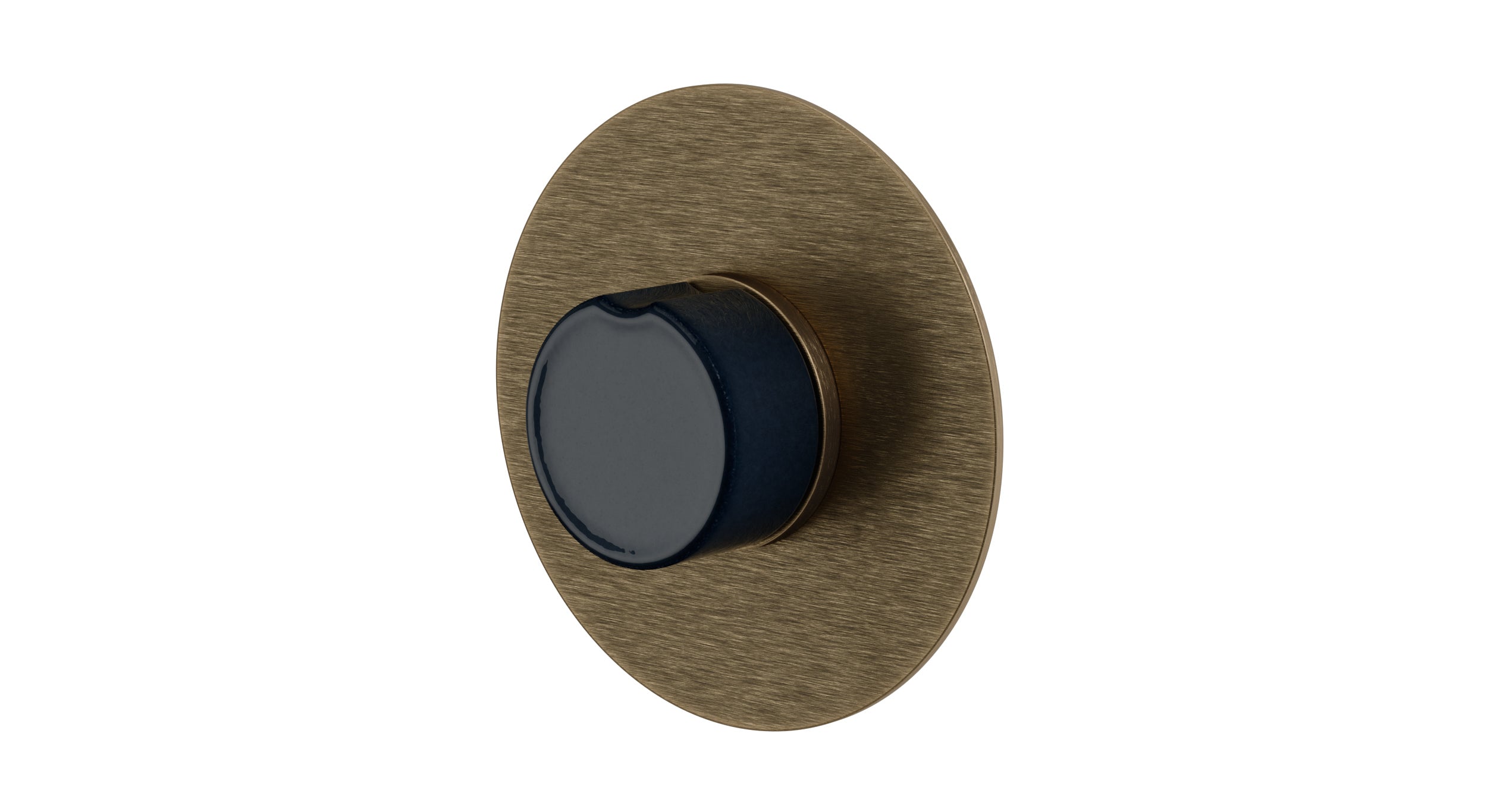 Foundry One Handle Wall Mount Shower Trim with Groove Ceramic Knob Handle in Antique Brass