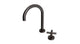 Contour One Handle Deck Mount Gooseneck Lavatory Faucet with Soft Cross Handle in Antique Bronze