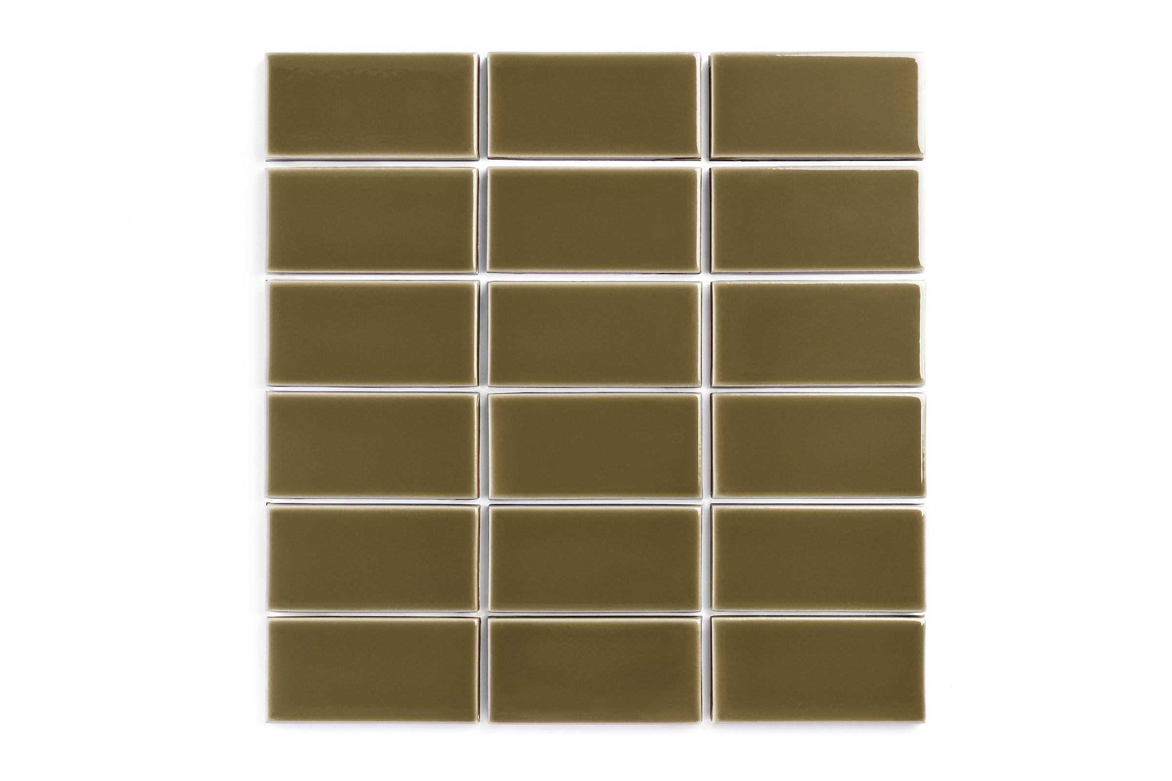 2x4 Straight Set Sheeted Original Ceramic Mosaic Tile in Chaparral Gloss