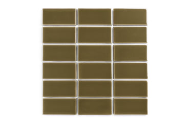 2x4 Straight Set Sheeted Original Ceramic Mosaic Tile in Chaparral Gloss