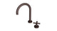 Contour One Handle Deck Mount Gooseneck Lavatory Faucet with Soft Cross Handle in Architectural Copper