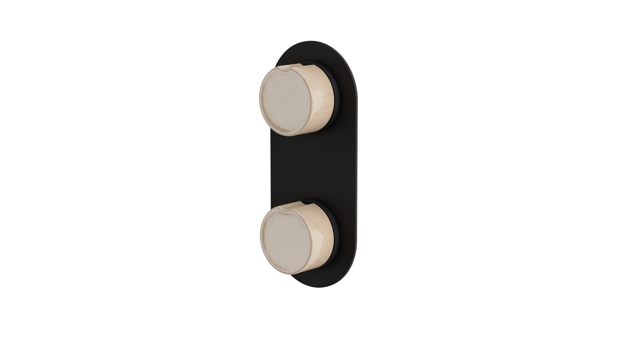 Foundry Two Handle Wall Mount Shower Trim with Groove Ceramic Knob Handles in Matte Black
