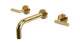 Contour Two Handle Wall Mount 7.5" Lavatory Faucet with Soft Lever Handles in Polished Brass