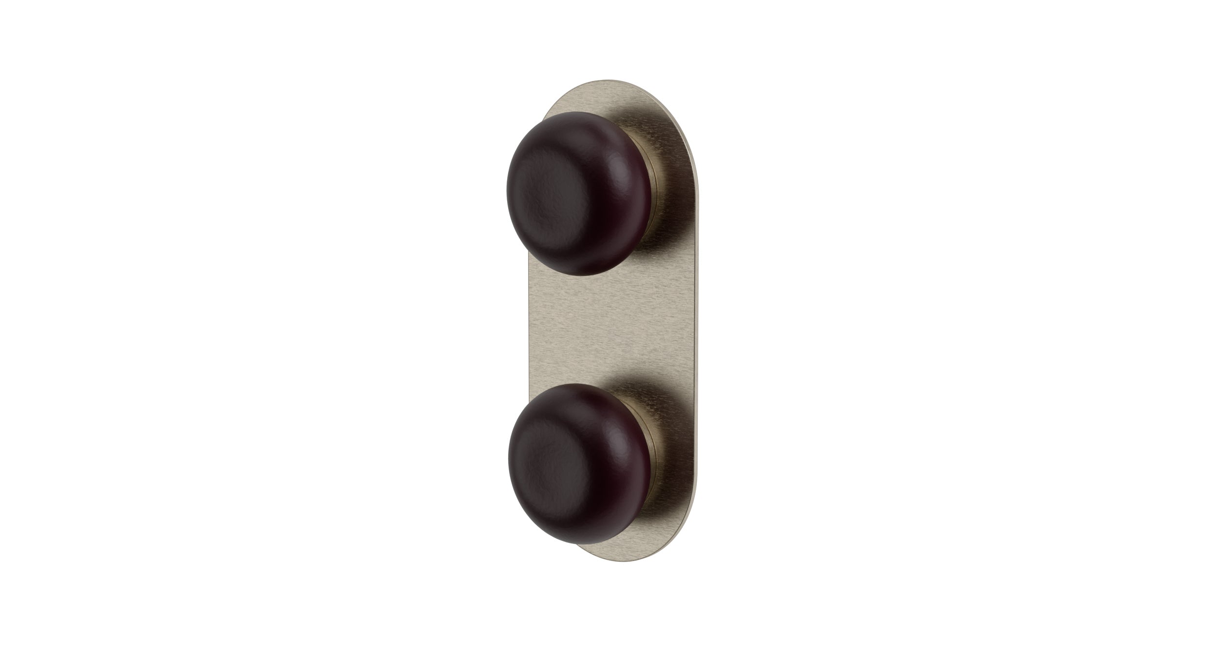 Foundry Two Handle Wall Mount Shower Trim with Pebble Ceramic Knob Handles in Satin Nickel