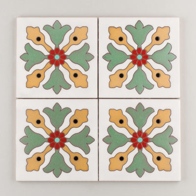 6x6 Handpainted Sample Avila  in Warm Motif