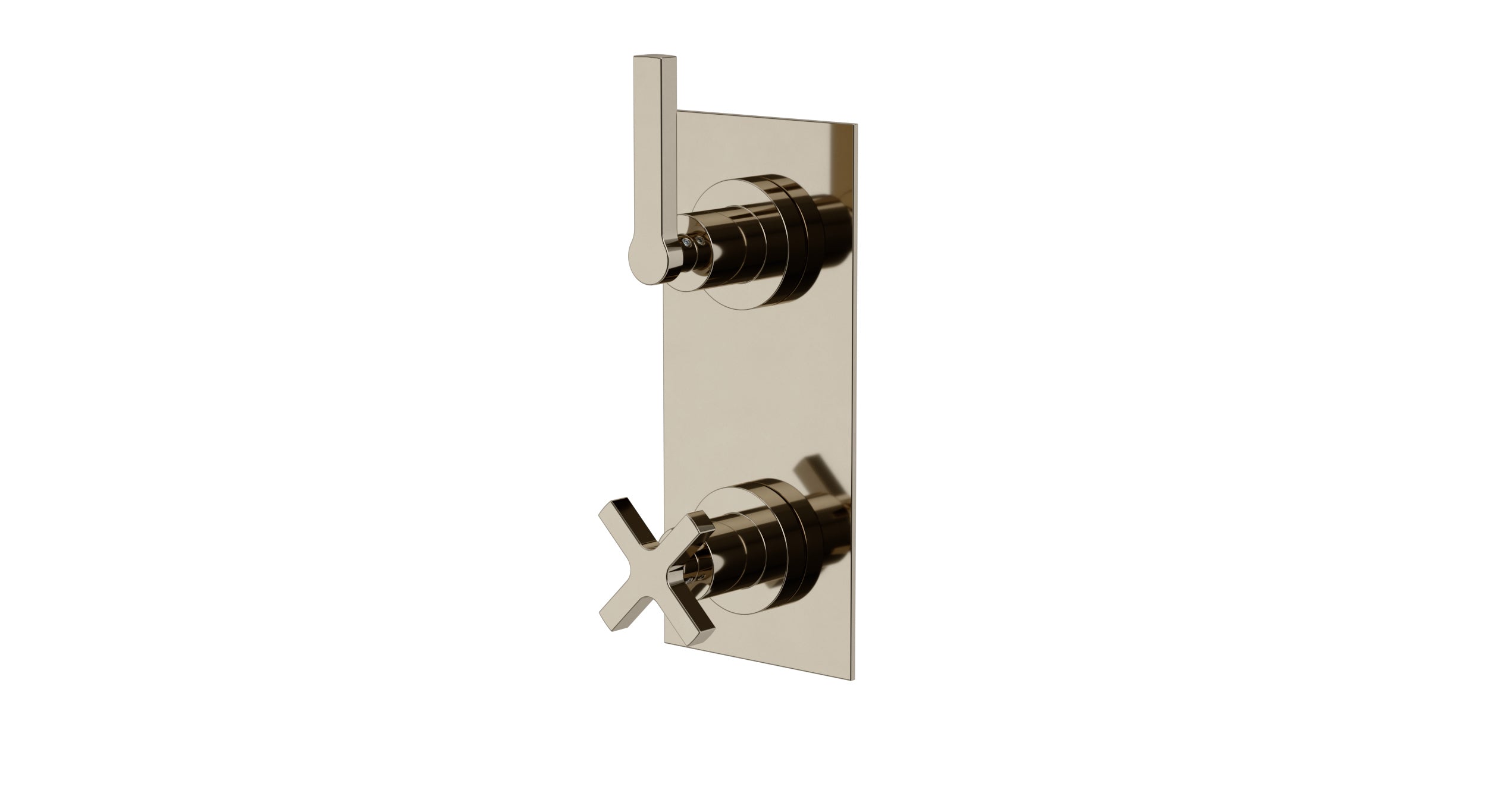 Flatiron Two Handle Wall Mount Shower Trim with Linear Cross/Linear Lever Handles