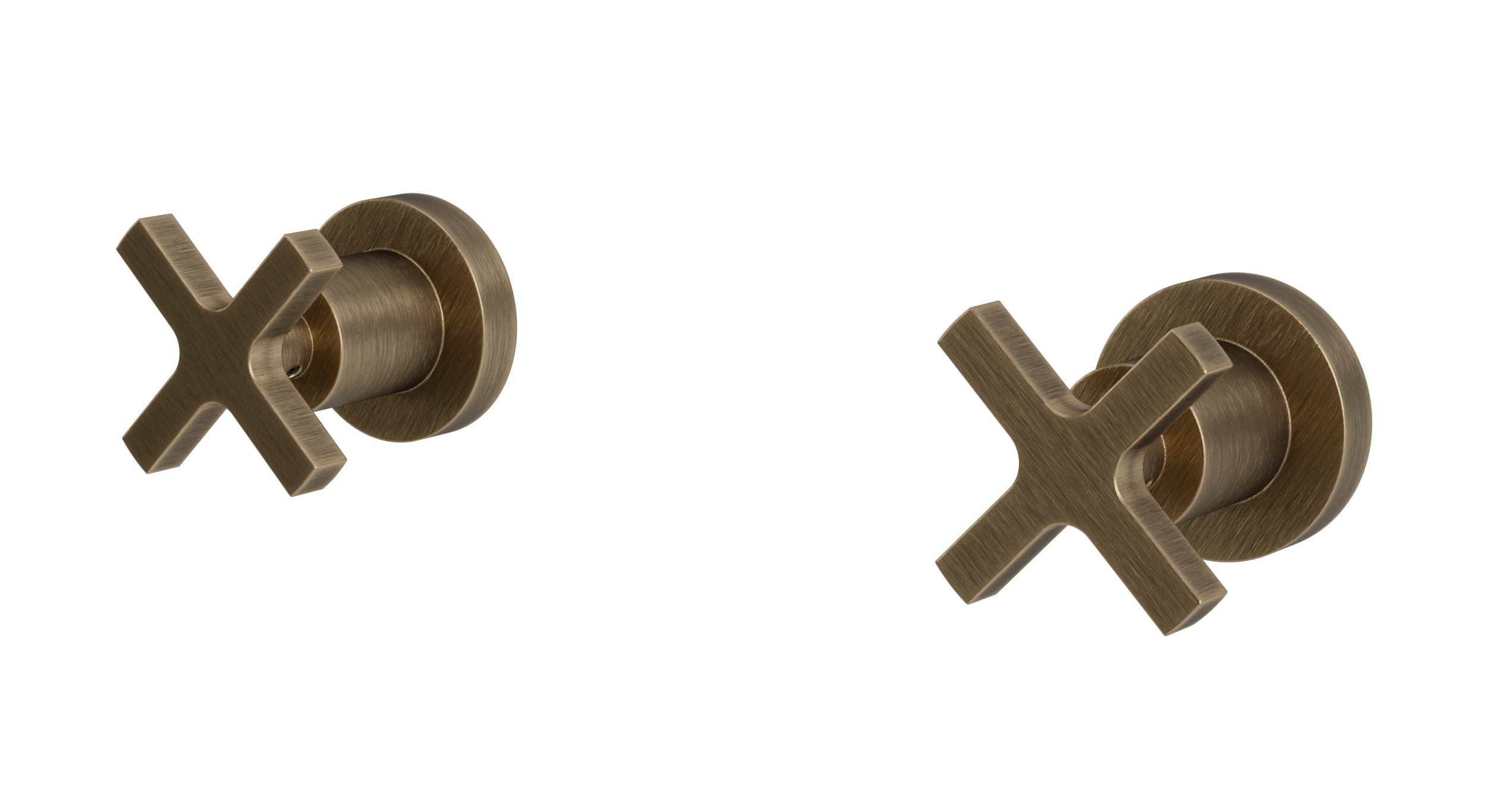 Flatiron Two Handle Wall Mount Bath Trim with Linear Cross Handles in Antique Brass