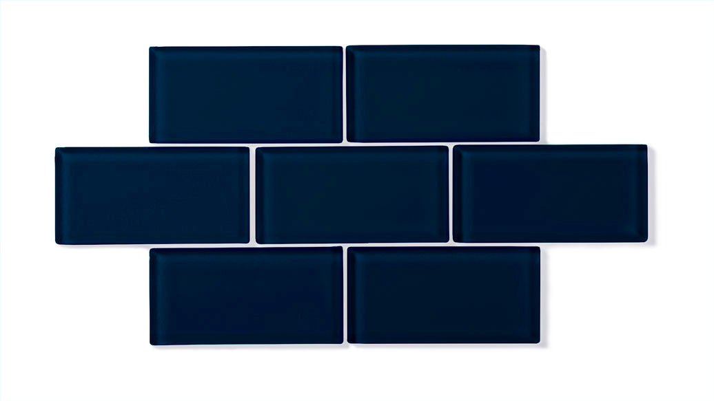 2x4 Straight Set Sheeted Glass Mosaic Tile in Barn Swallow Gloss