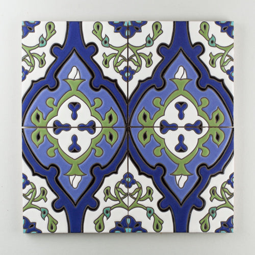 8x8 Handpainted Tile Zuma in Cool Motif