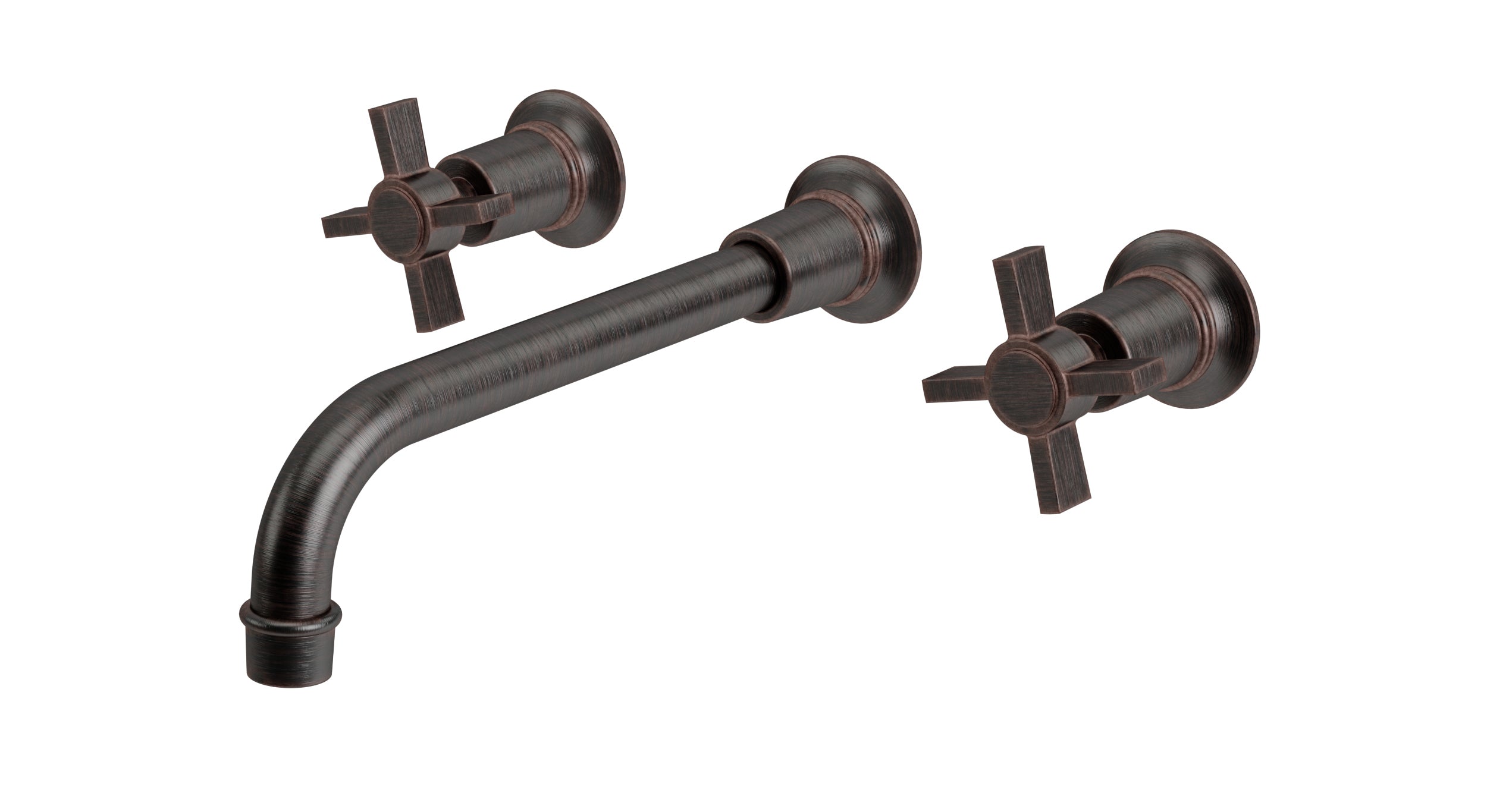 Emerson Two Handle Wall Mount 10" Lavatory Faucet with Defined Cross Handles in Antique Bronze