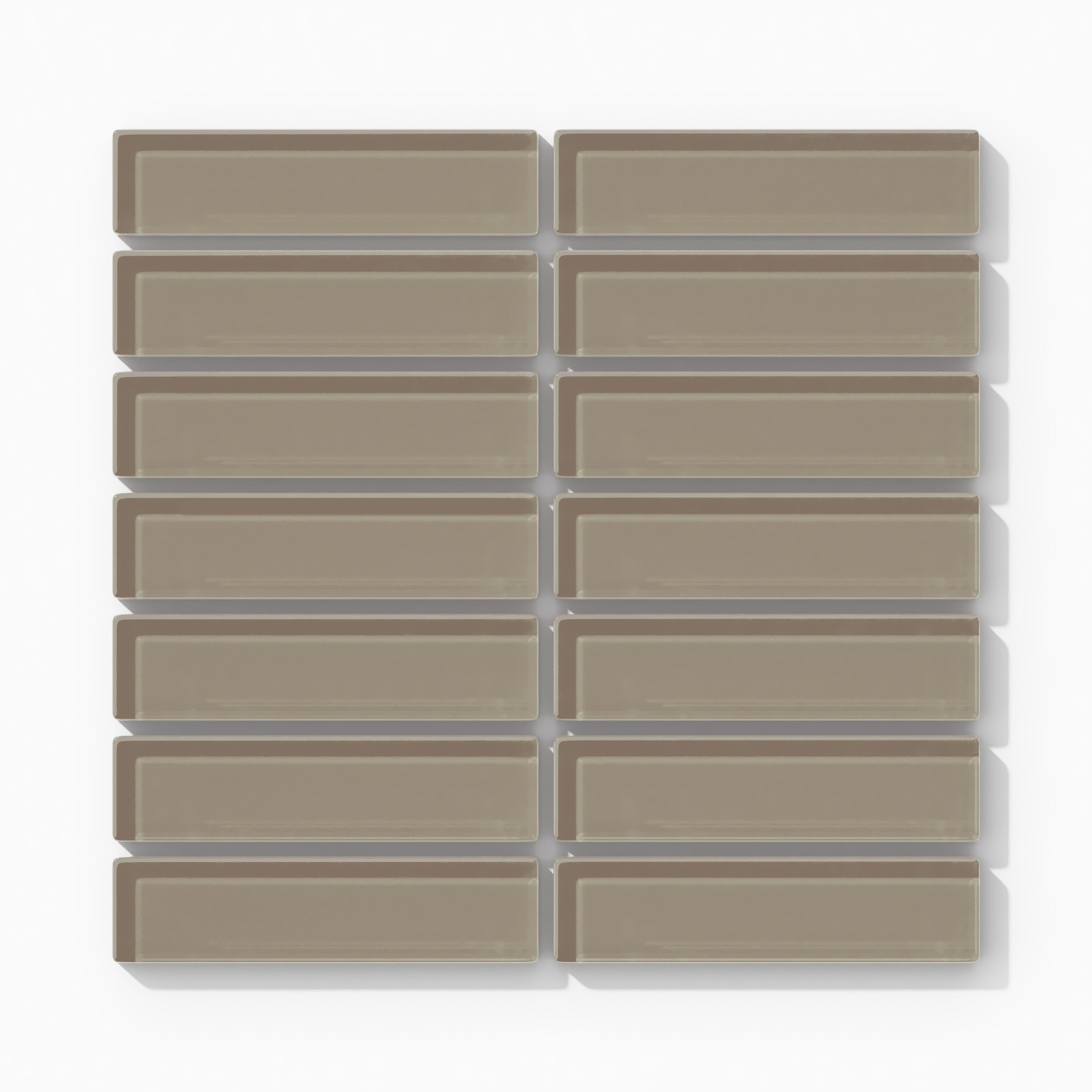 1x4 Straight Set Sheeted Glass Mosaic Tile in Quail Gloss
