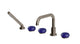 Foundry Three Handle Deck Mount Squaretop Bath Trim with Hand Shower and Pebble Ceramic Knob Handles in Antique Nickel