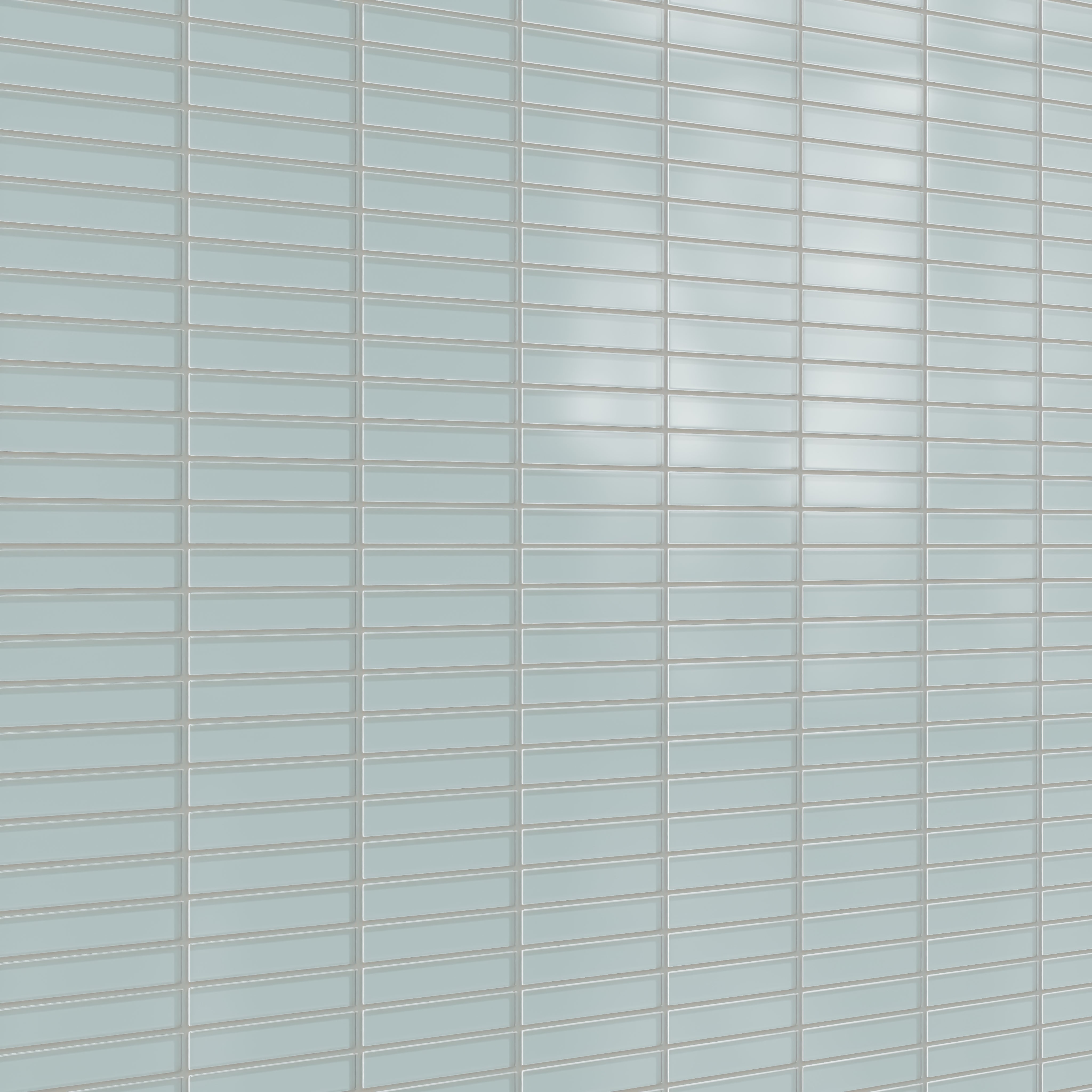 1x6 Straight Set Sheeted Glass Mosaic Tile in Great Blue Heron Matte