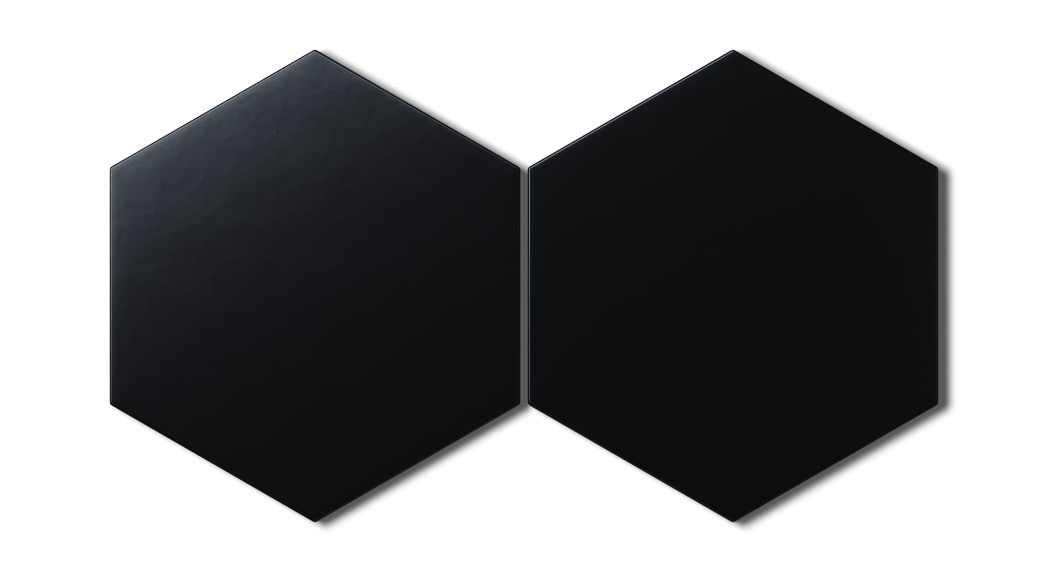 8" Hexagon Natural Press Ceramic Tile in Bone Black Matte
