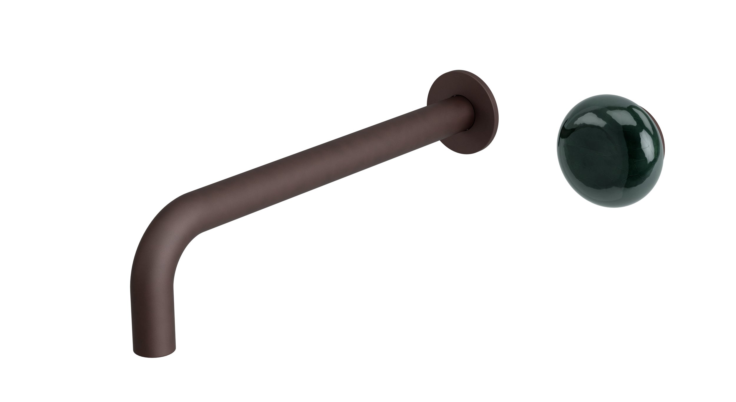 Foundry One Handle Wall Mount 10" Lavatory Faucet with Pebble Ceramic Knob Handle in Architectural Copper