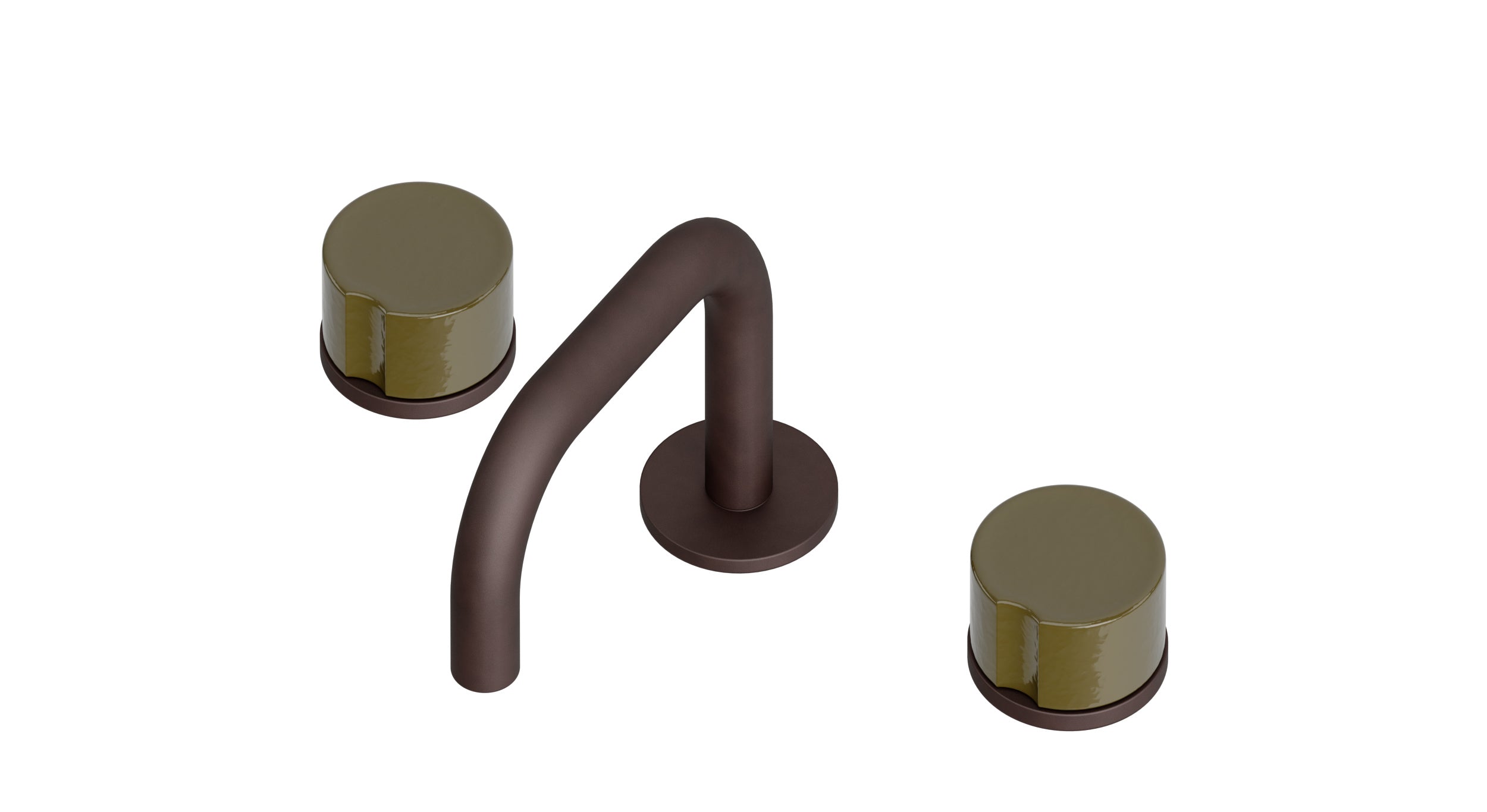 Foundry Two Handle Deck Mount Squaretop Lavatory Faucet with Groove Ceramic Knob Handles in Architectural Copper