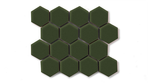 Hunter Green 2" Hexagon Sheeted Matte Original Ceramic Tile