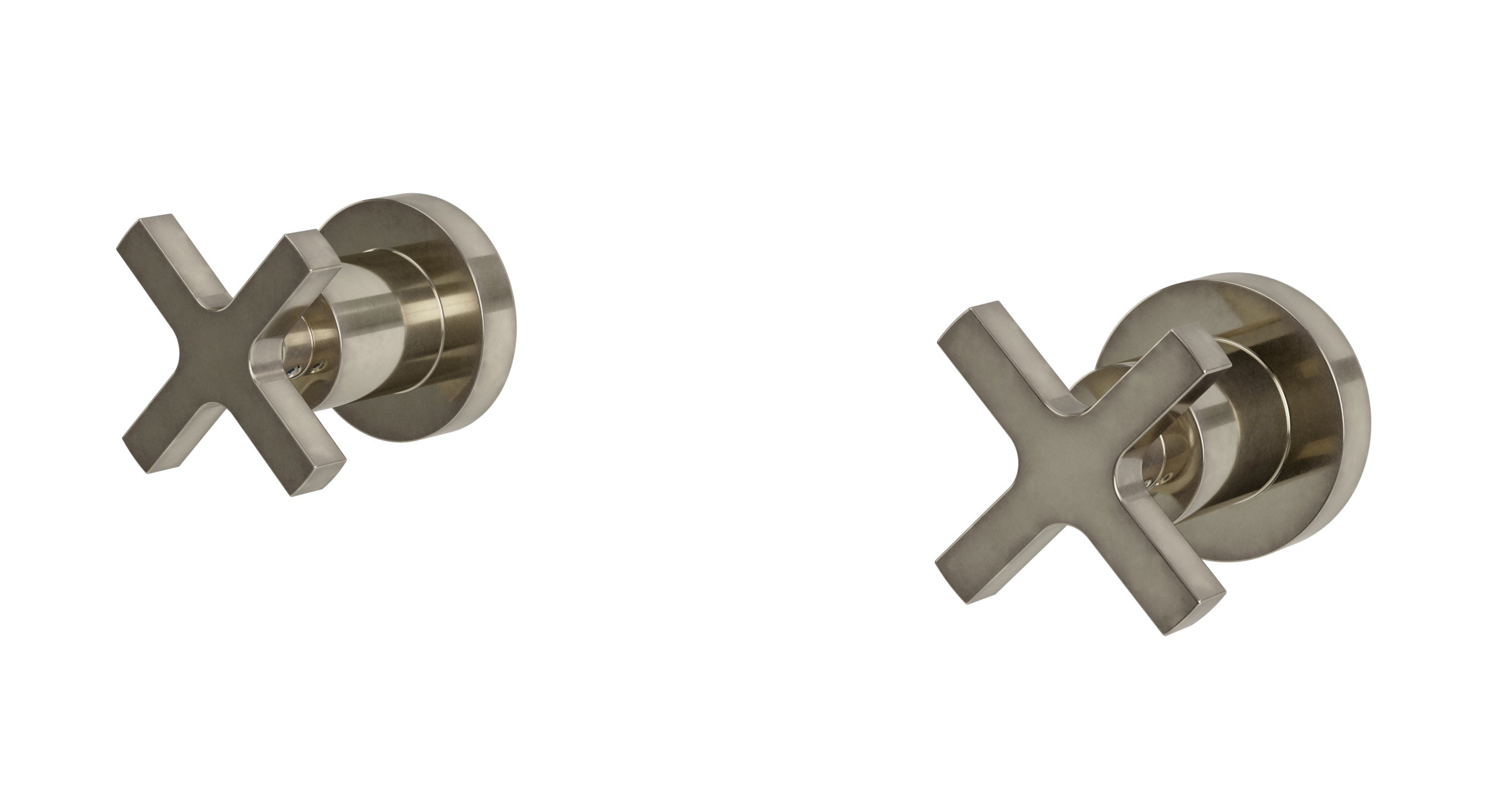 Flatiron Two Handle Wall Mount Bath Trim with Linear Cross Handles in French Nickel