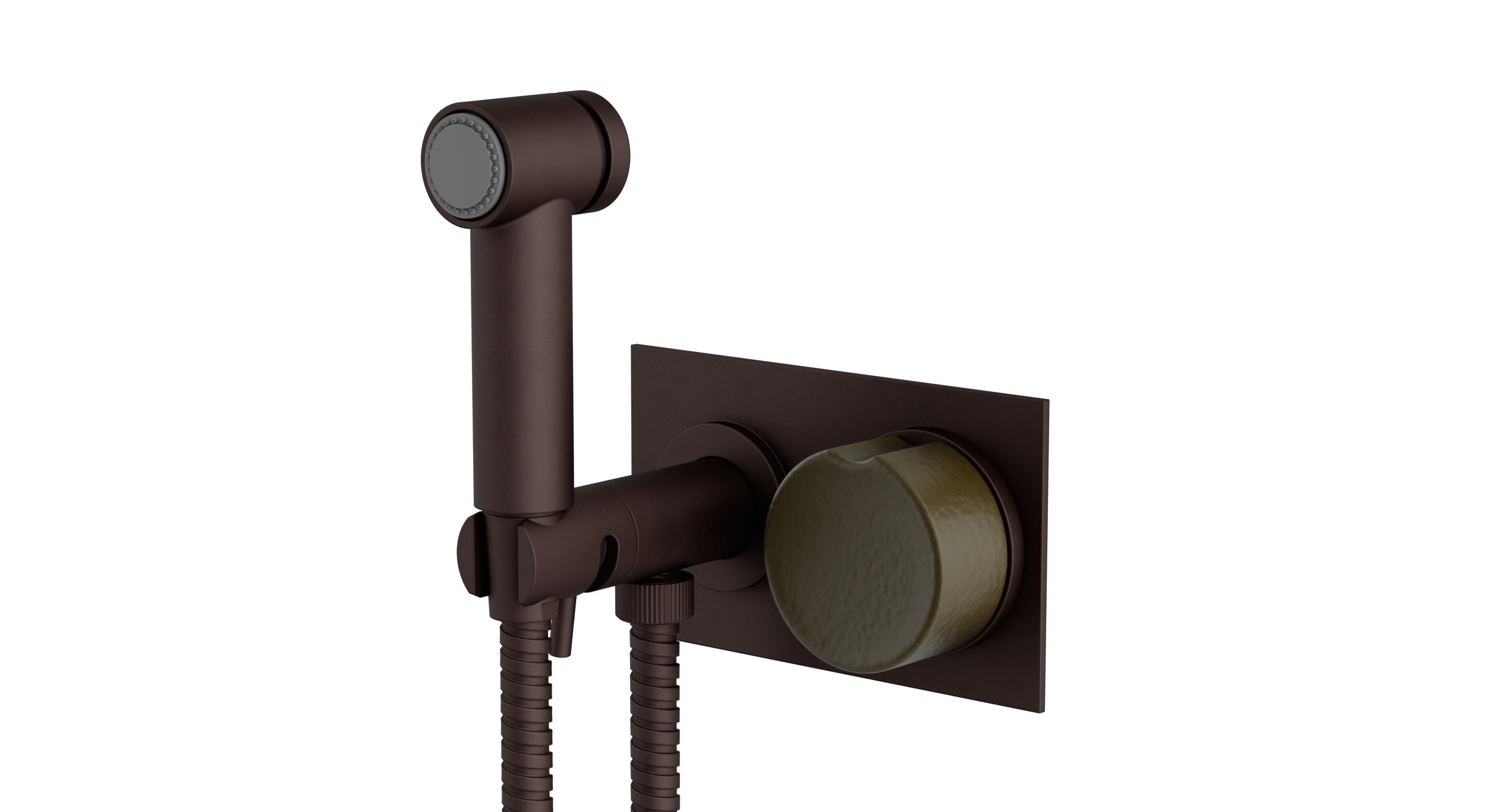 Foundry One Handle Wall Mount Bidet Trim with Groove Ceramic Knob Handle in Architectural Copper