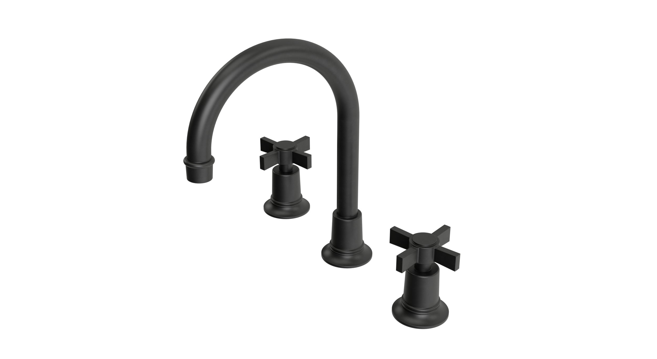 Emerson Two Handle Deck Mount Gooseneck Lavatory Faucet with Defined Cross Handles