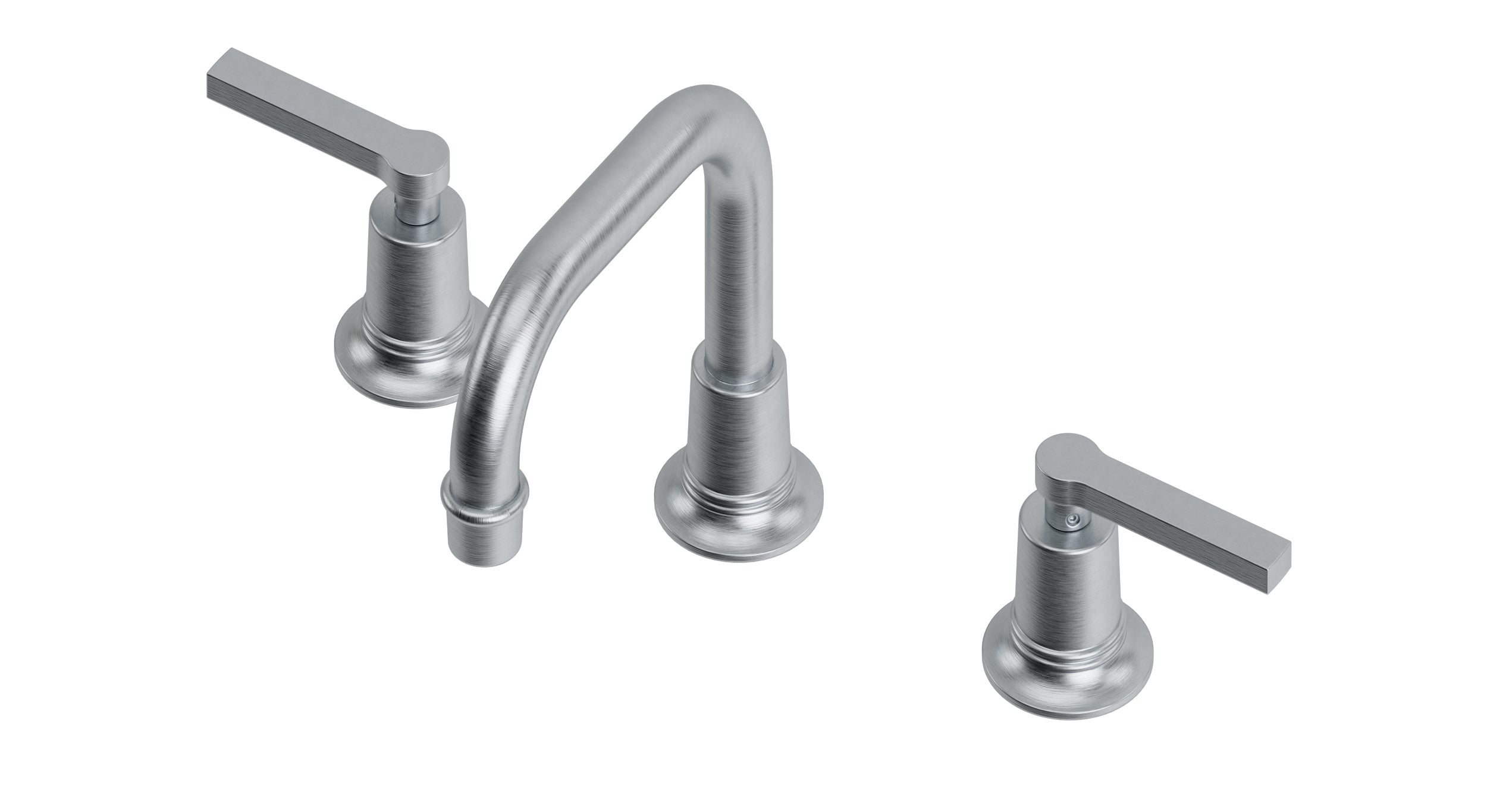 Emerson Two Handle Deck Mount Squaretop Lavatory Faucet with Classic Lever Handles in Satin Chrome
