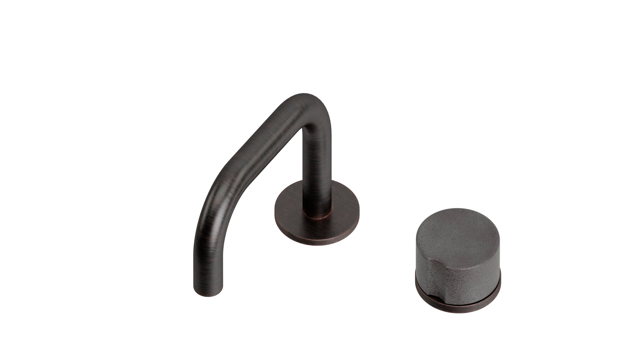 Foundry One Handle Deck Mount Squaretop Lavatory Faucet with Groove Ceramic Knob Handle in Antique Bronze