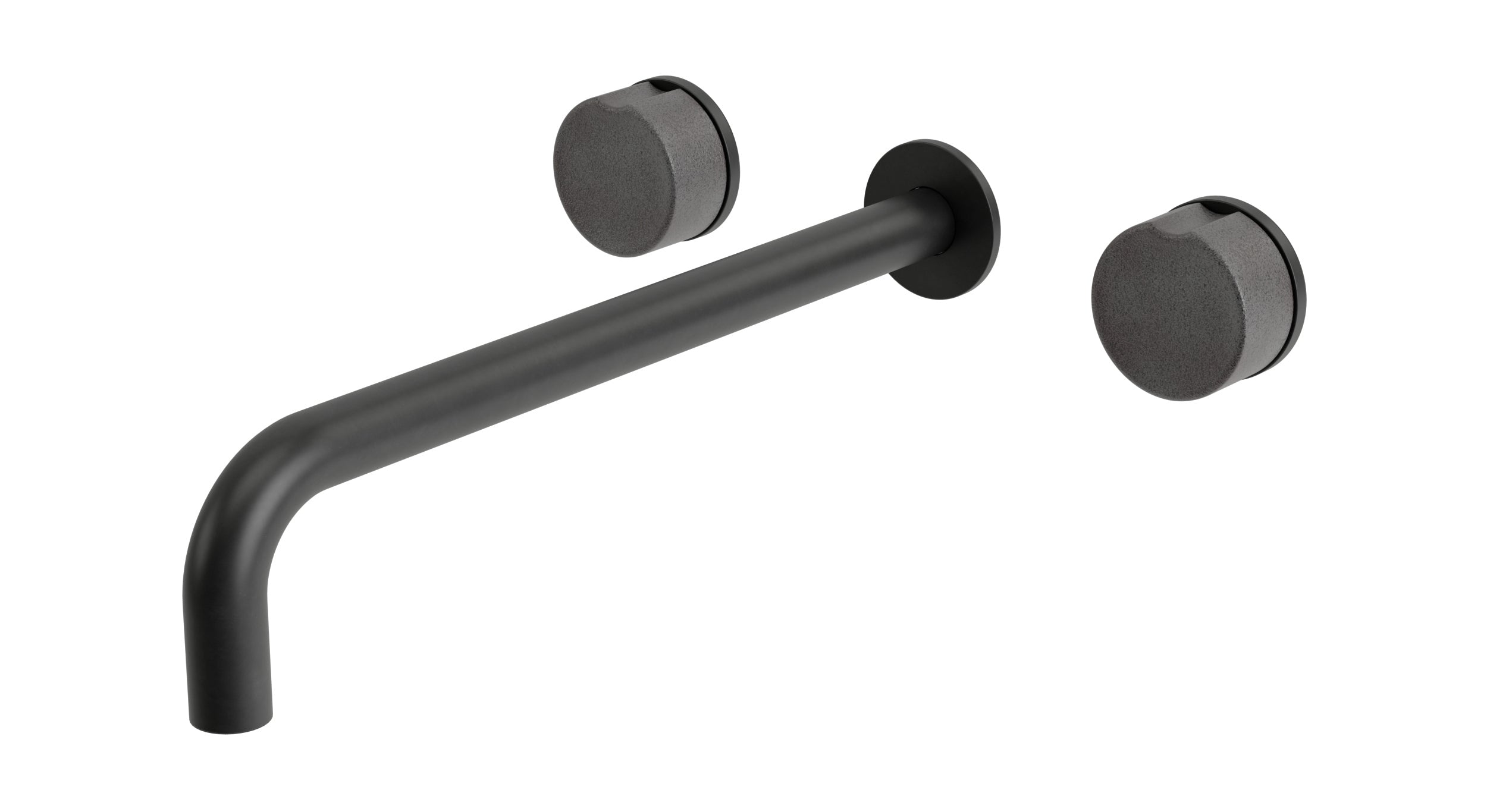 Foundry Two Handle Wall Mount 12" Lavatory Faucet with Groove Ceramic Knob Handles in Oil Rubbed Bronze