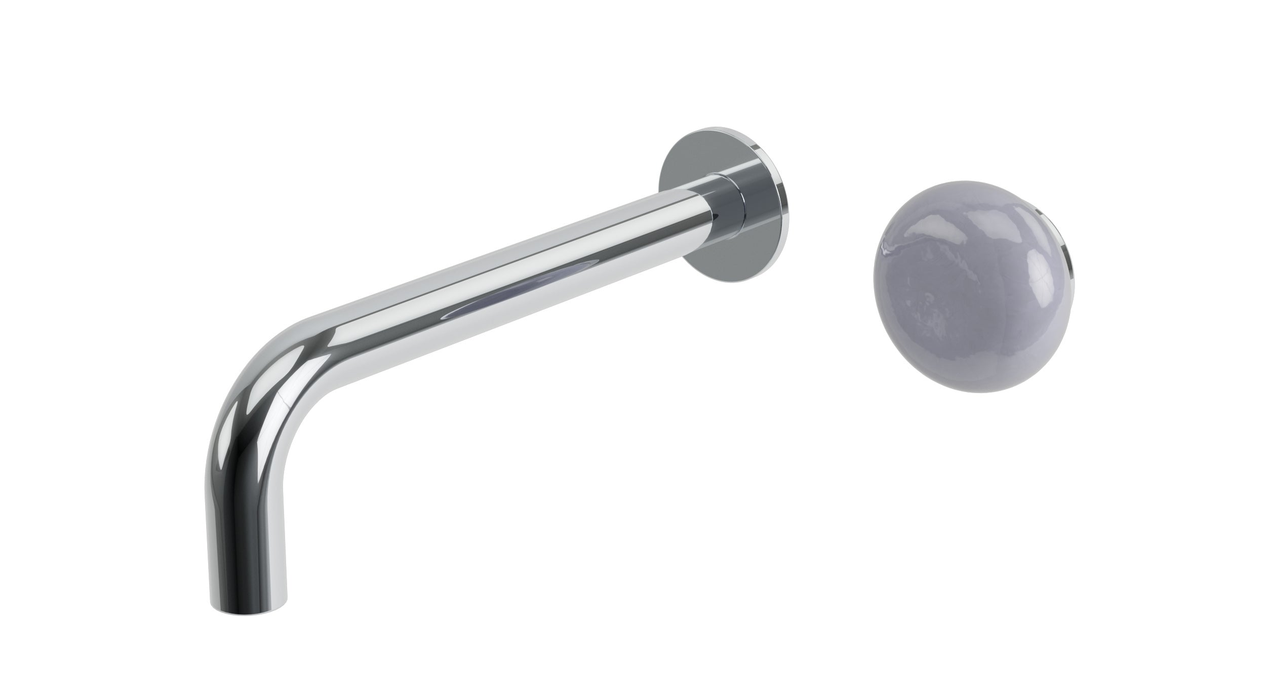 Foundry One Handle Wall Mount 7.5" Lavatory Faucet with Pebble Ceramic Knob Handle in Polished Chrome