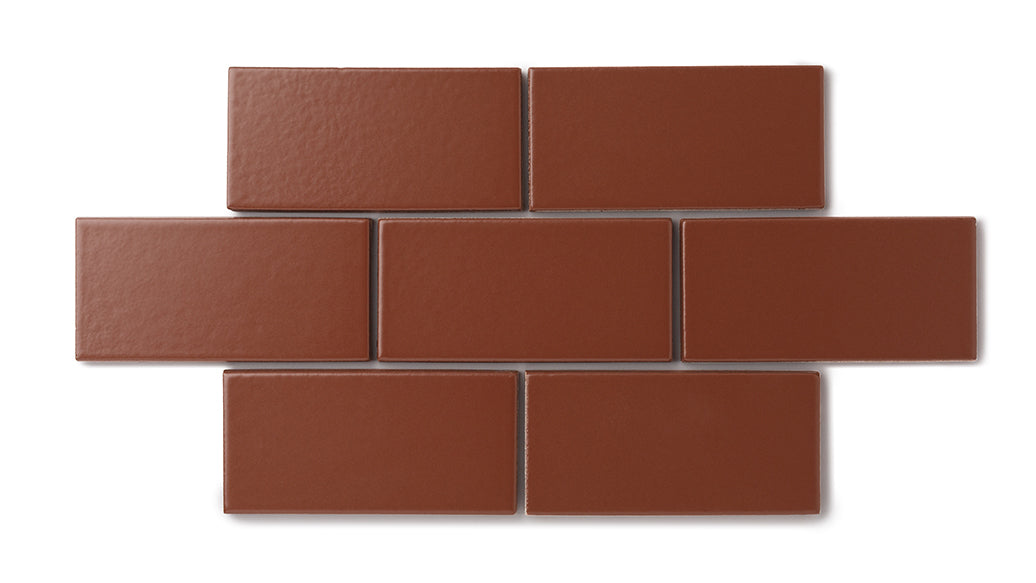 3x3 Straight Set Sheeted Natural Press Ceramic Mosaic Tile in Red Iron Oxide Matte