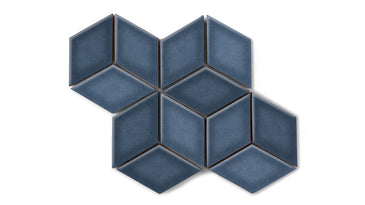 Small Diamond Sheeted - Escher Original Ceramic Mosaic Tile in Slate Blue Gloss