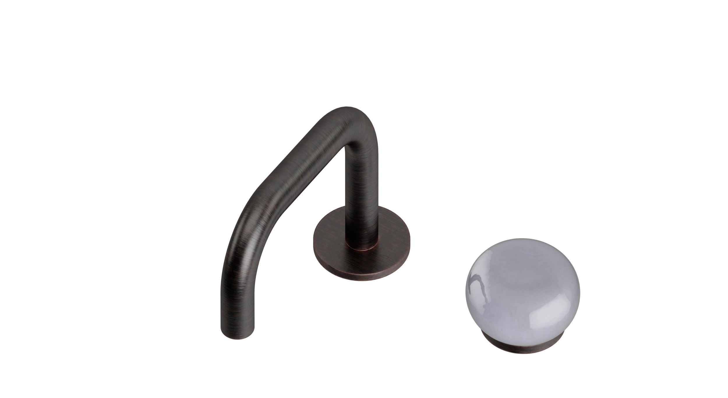 Foundry One Handle Deck Mount Squaretop Lavatory Faucet with Pebble Ceramic Knob Handle in Antique Bronze
