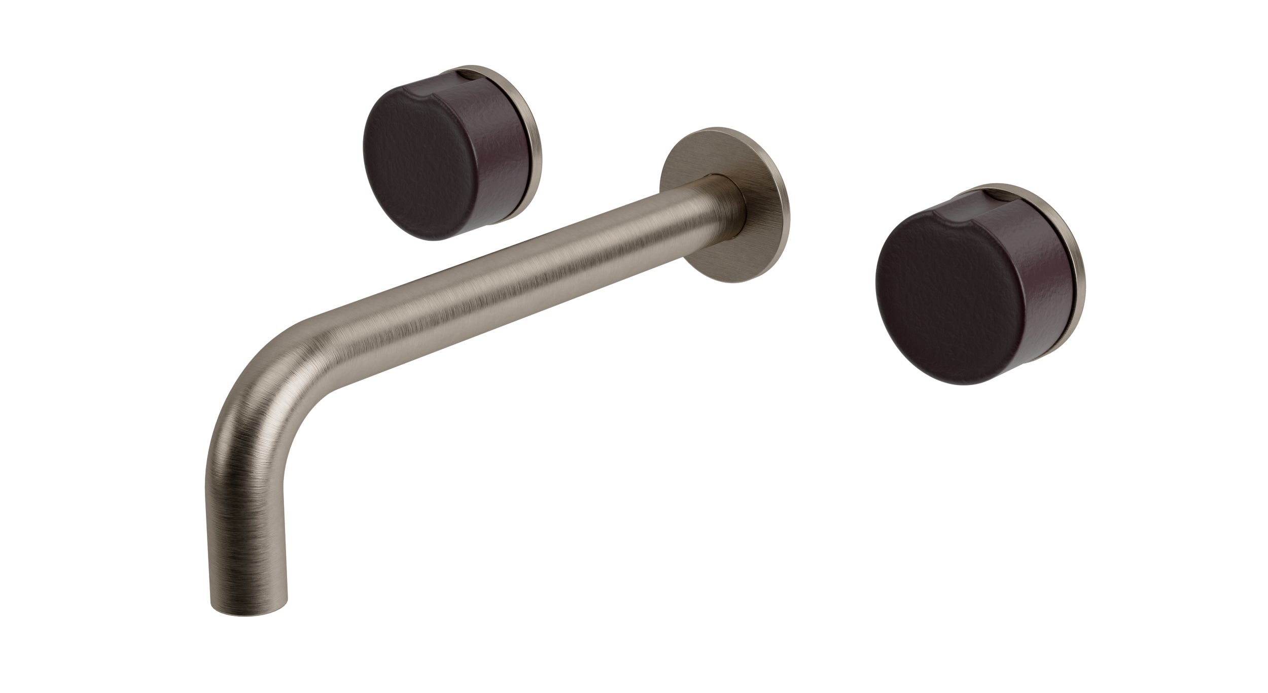 Foundry Two Handle Wall Mount 7.5" Lavatory Faucet with Groove Ceramic Knob Handles in Antique Nickel