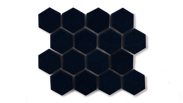 2" Hexagon Sheeted Original Ceramic Mosaic Tile in Navy Blue Gloss