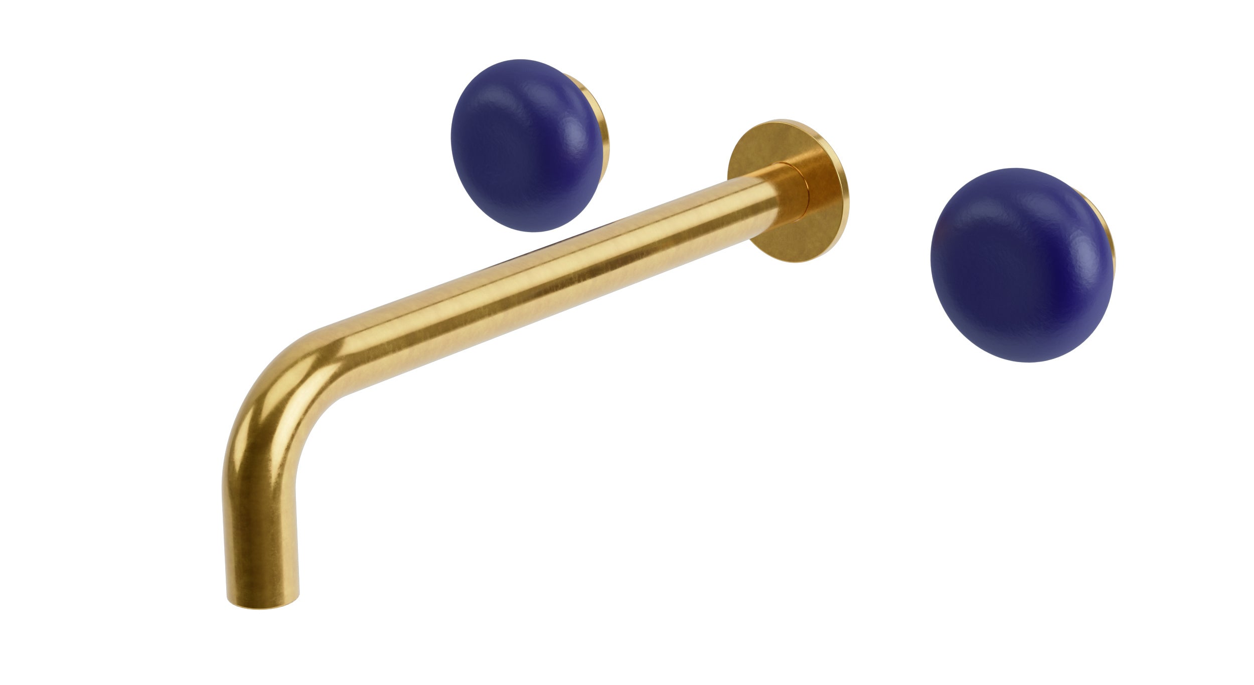 Foundry Two Handle Wall Mount 10" Lavatory Faucet with Pebble Ceramic Knob Handles