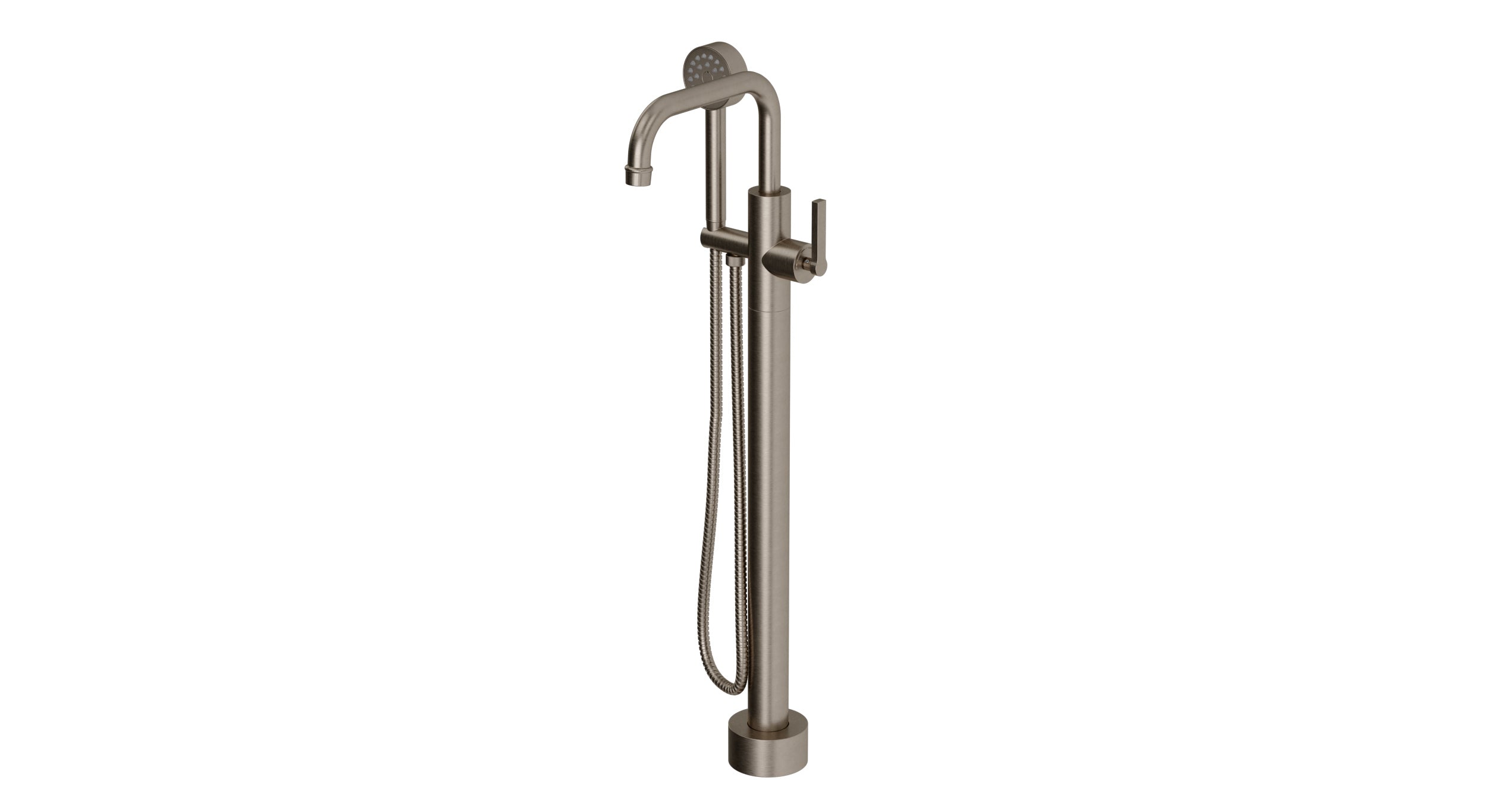 Emerson One Handle Floor Mount Squaretop Bath Trim with Hand Shower and Classic Lever Handle in Antique Nickel