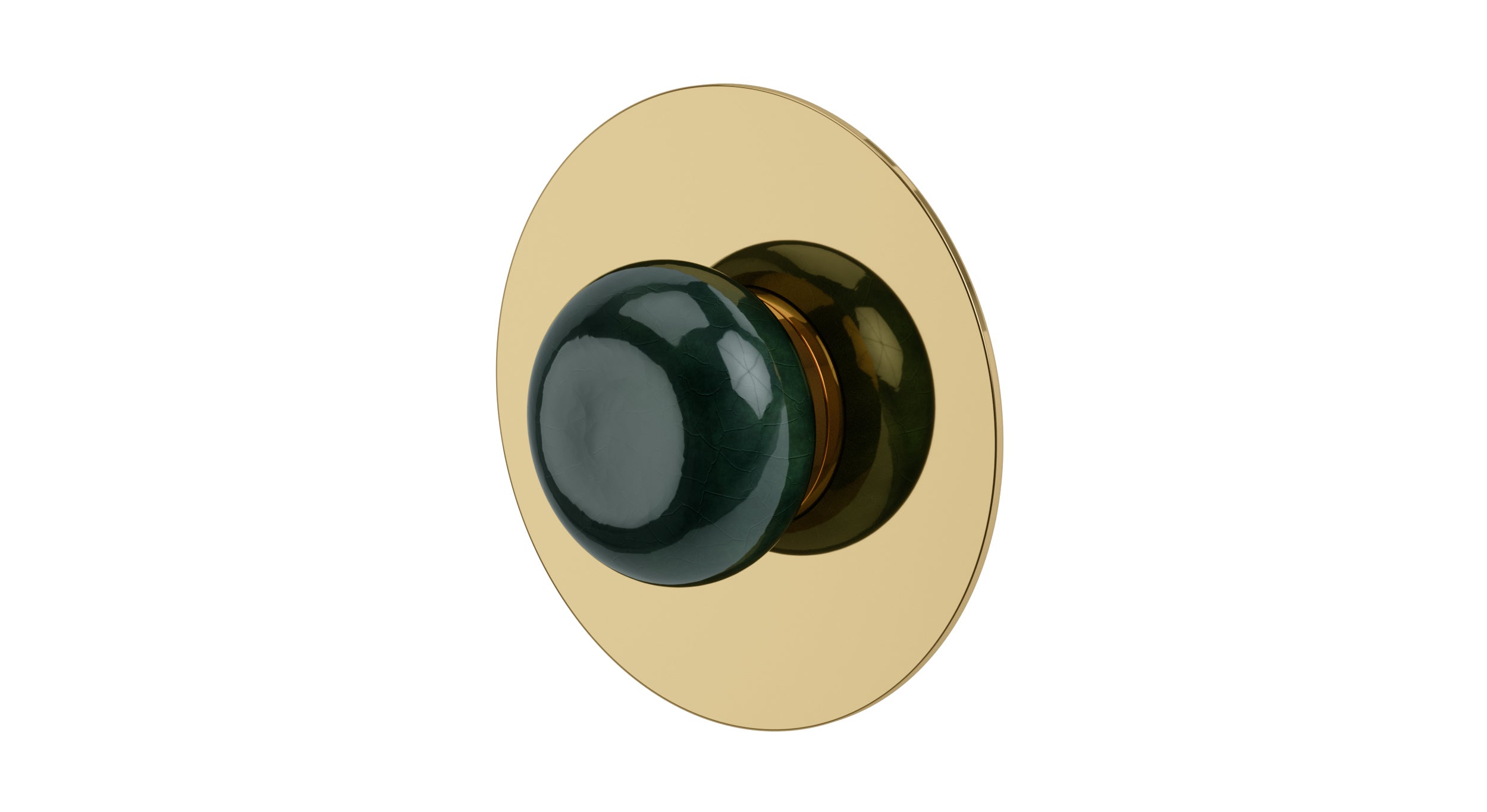 Foundry One Handle Wall Mount Shower Trim with Pebble Ceramic Knob Handle in Polished Brass