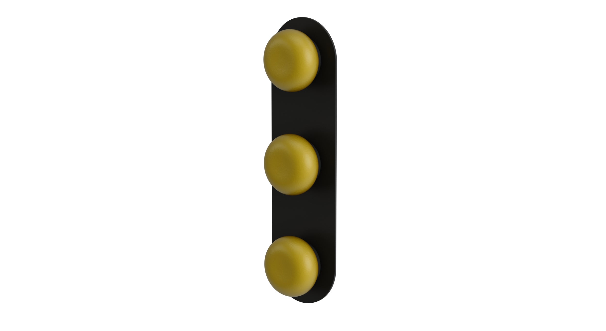 Foundry Three Handle Wall Mount Shower Trim with Pebble Ceramic Knob Handles in Matte Black