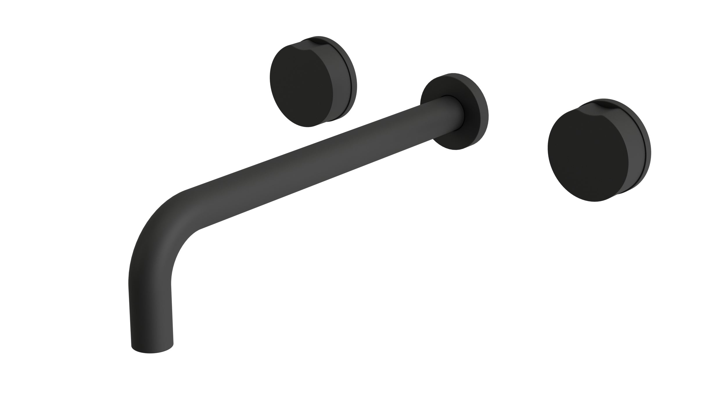 Foundry Two Handle Wall Mount 12" Lavatory Faucet with Barrel Knob Handles in Matte Black