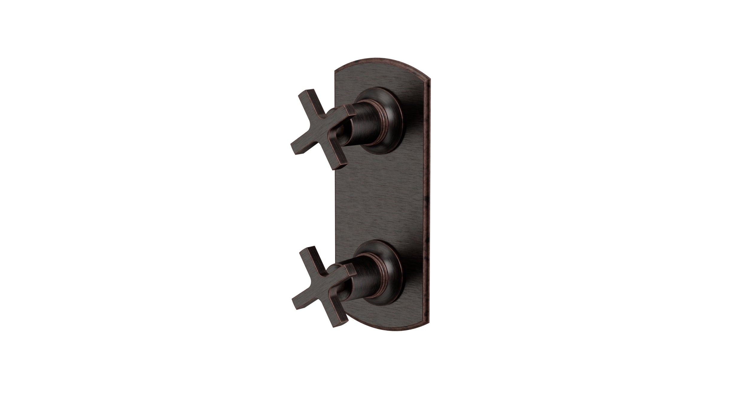 Emerson Two Handle Wall Mount Shower Trim with Classic Cross Handles in Antique Bronze