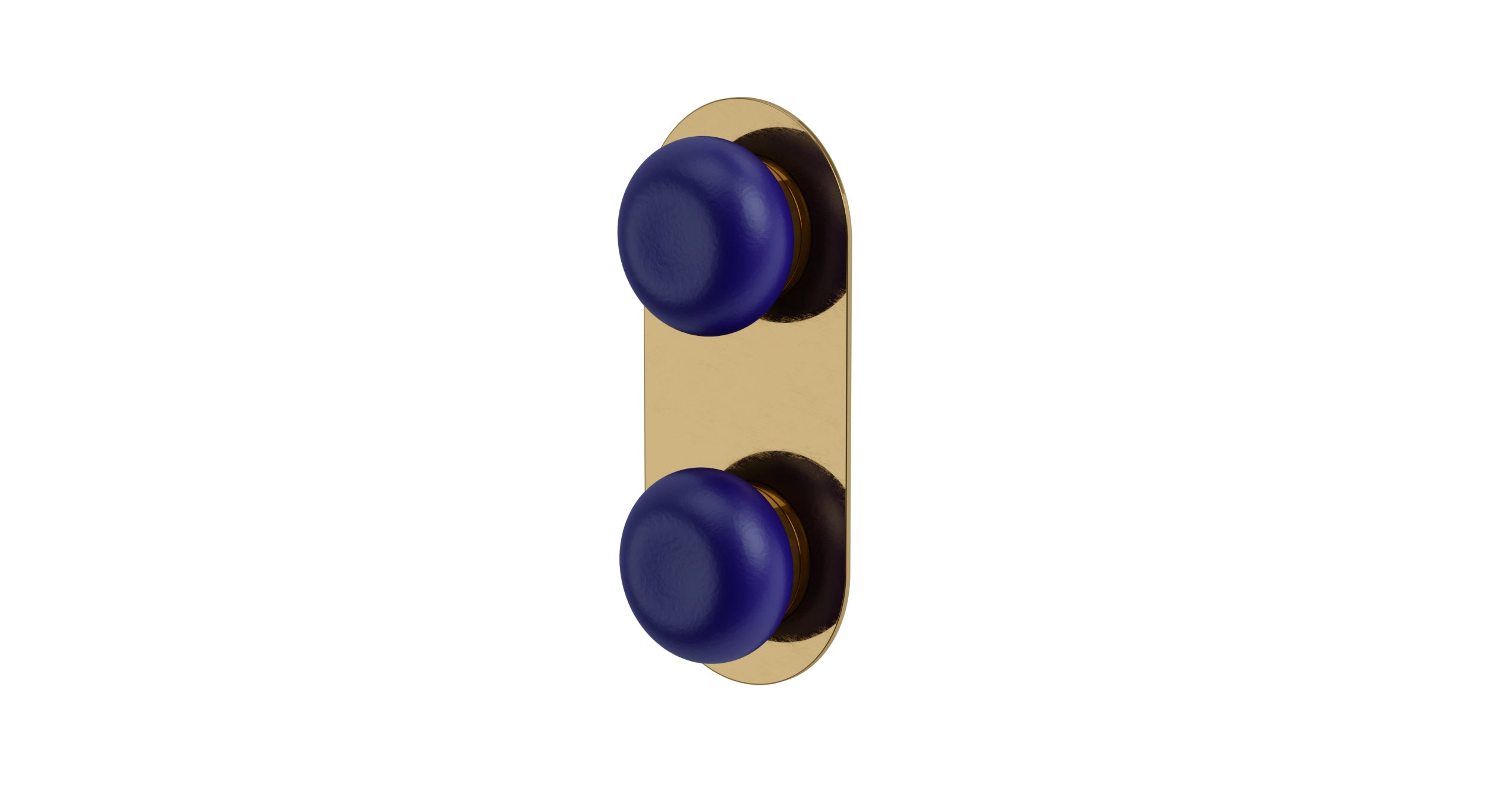 Foundry Two Handle Wall Mount Shower Trim with Pebble Ceramic Knob Handles in Uncoated Polished Brass
