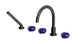 Foundry Three Handle Deck Mount Gooseneck Bath Trim with Hand Shower and Pebble Ceramic Knob Handles in Antique Bronze