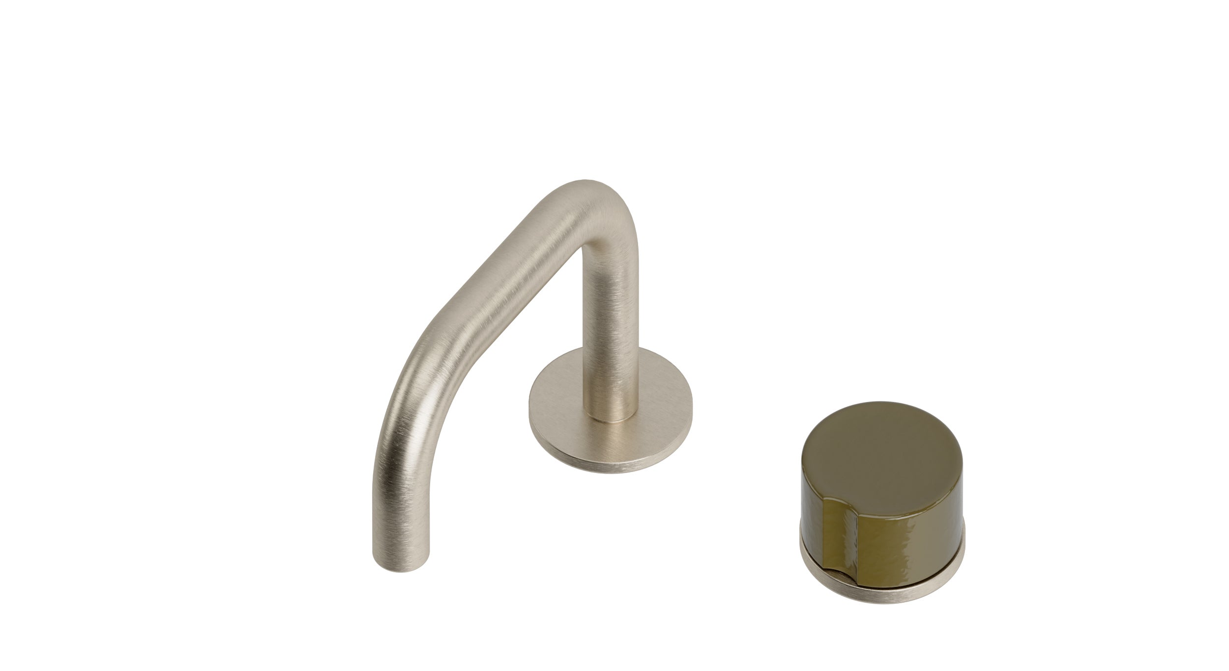 Foundry One Handle Deck Mount Squaretop Lavatory Faucet with Groove Ceramic Knob Handle in Satin Nickel