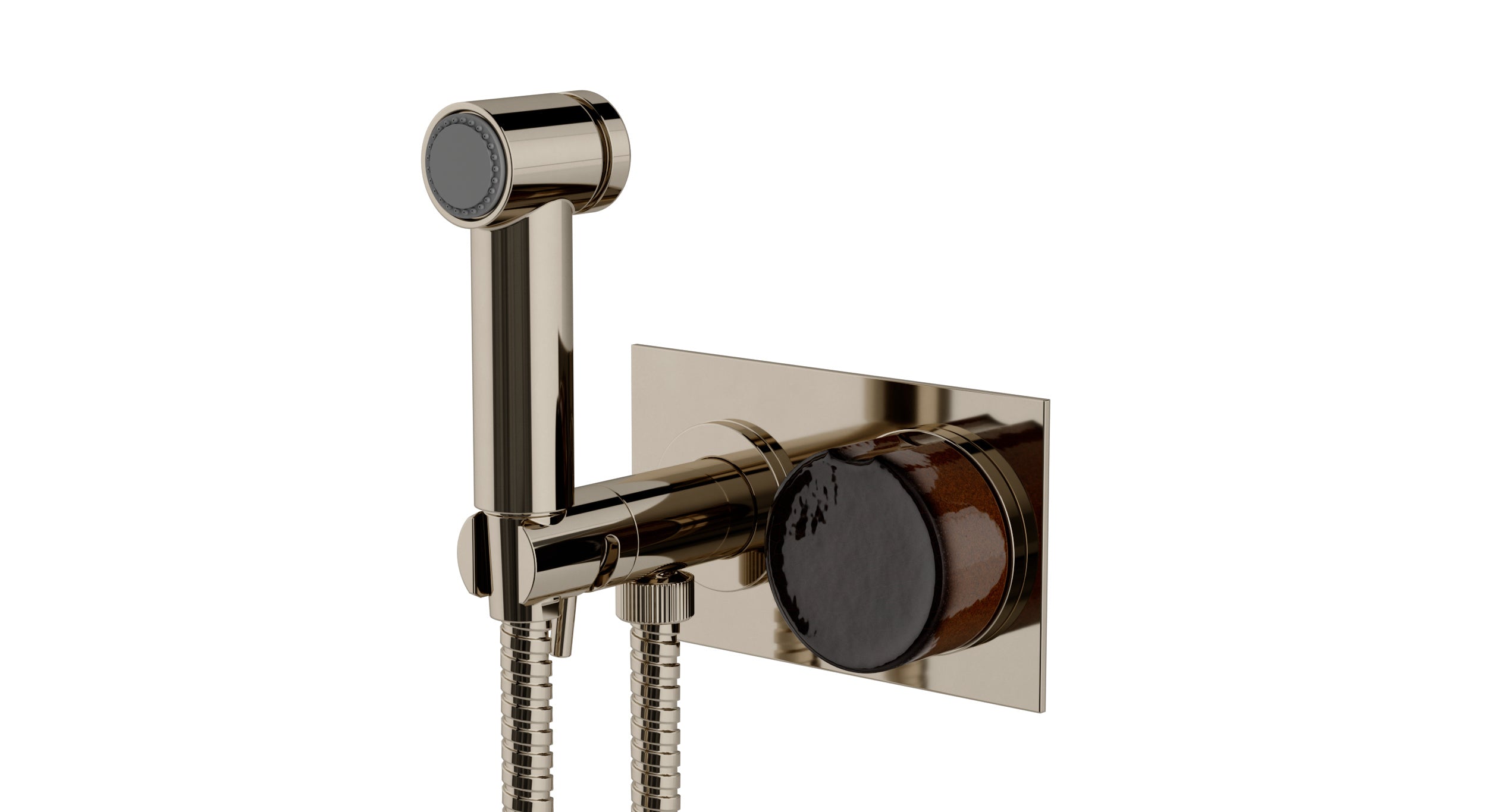 Foundry One Handle Wall Mount Bidet Trim with Groove Ceramic Knob Handle in Polished Nickel