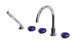 Foundry Three Handle Deck Mount Gooseneck Bath Trim with Hand Shower and Pebble Ceramic Knob Handles in Polished Chrome