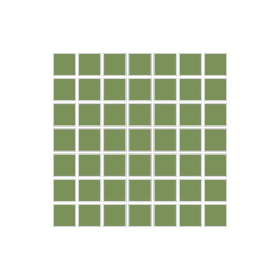 1x1 Straight Set Sheeted Original Ceramic Mosaic Tile in Kelp Matte